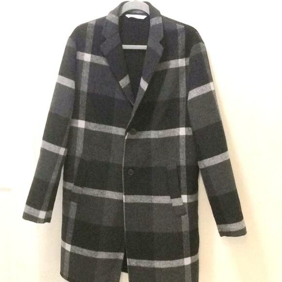 Zara Ladies Coat Black&Gray Size L 58% Polyester, 32% Wool - Picture 8 of 9